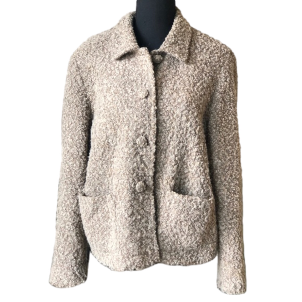 Elliott Lauren Wool Blend Tan Blazer Jacket Button Closure M Designer Neutrals - Picture 1 of 12